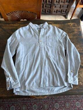 Chubbies The Nutter Heathered Gray Flannel Long Sleeve Popover Shirt